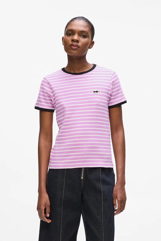 Karl Lagerfeld t-shirt wzorzyste fioletowy A4W17060
