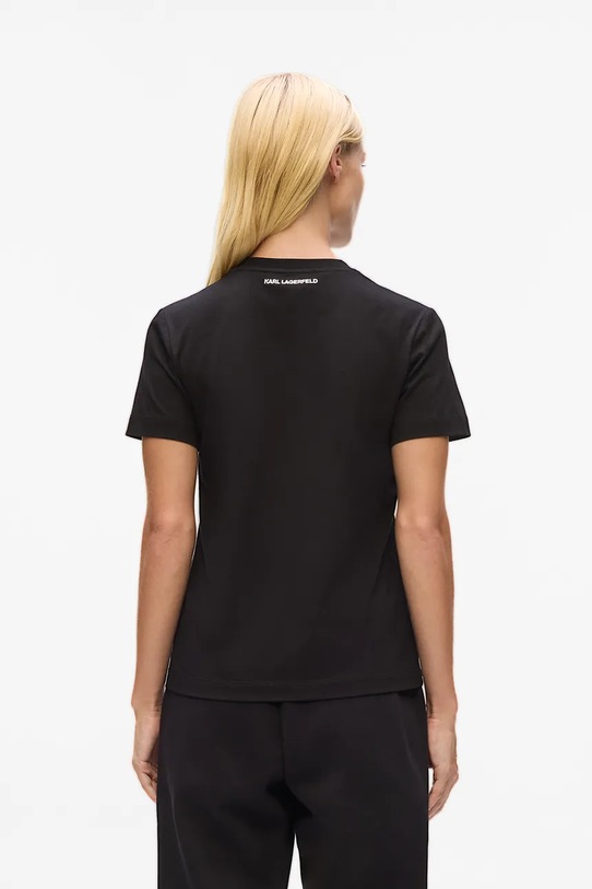 Βαμβακερό μπλουζάκι Karl Lagerfeld A4W17098 μαύρο AA00