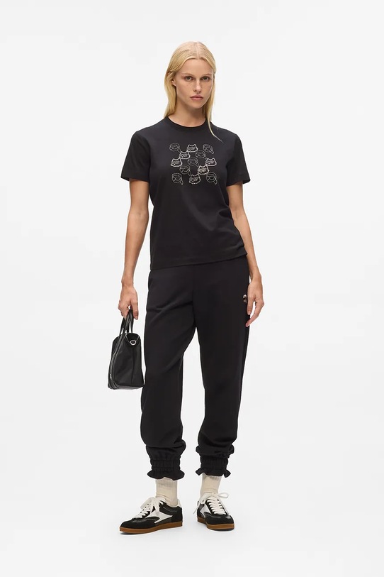Βαμβακερό μπλουζάκι Karl Lagerfeld μαύρο A4W17098
