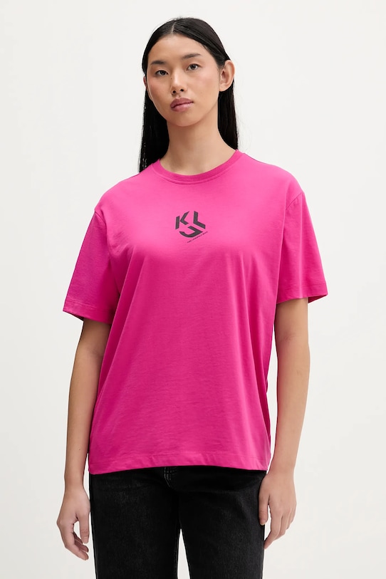 Karl Lagerfeld Jeans t-shirt nadruk różowy B1W17086