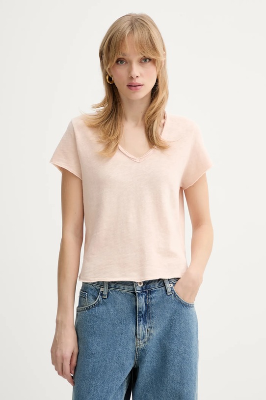 American Vintage t-shirt bawełniany bawełna beżowy SON02AG