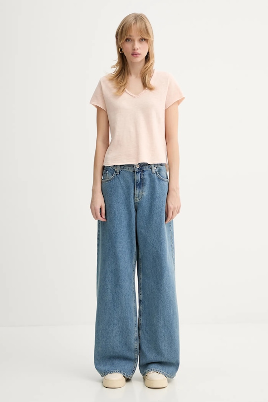 American Vintage t-shirt bawełniany SON02AG beżowy AA00