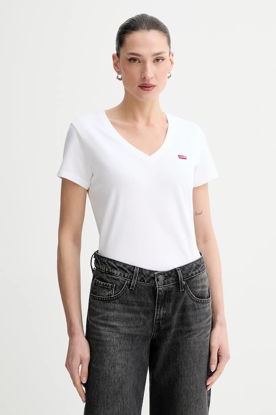 Levi's t-shirt bawełniany PERFECT VNECK 2-pack 004AN czarny AA00