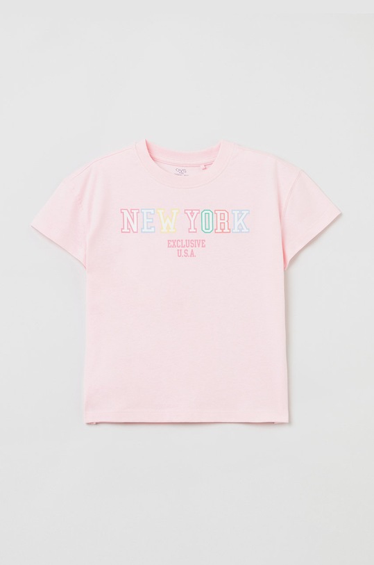 Dječja pamučna majica kratkih rukava OVS print roza 1441600.GIRL.10.15YEARS