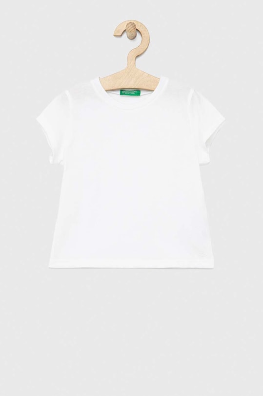 United Colors of Benetton tricou de bumbac pentru copii uni alb 3I1XG106Y.P.NOS