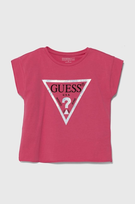 Guess t-shirt dziecięcy z elastanem różowy J81I15.J1311.PPYH