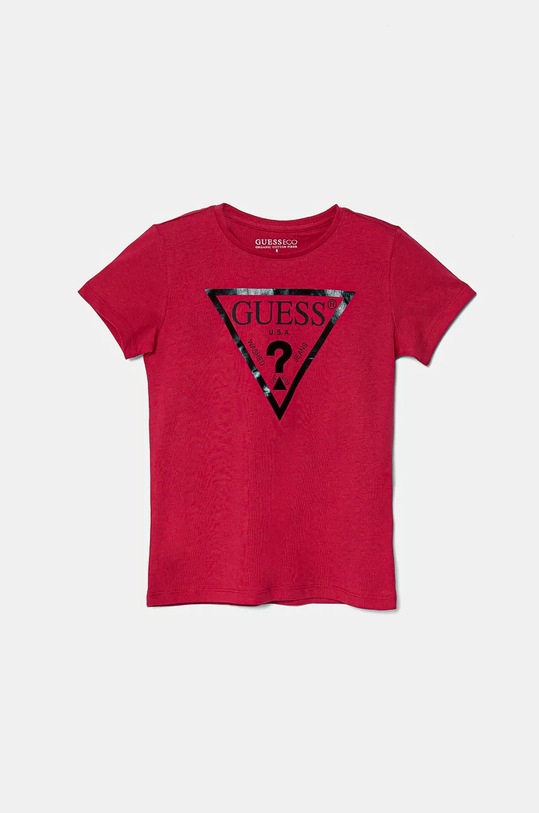 Dětské bavlněné tričko Guess kulatý burgundské J73I56.K8HM0.9BYH