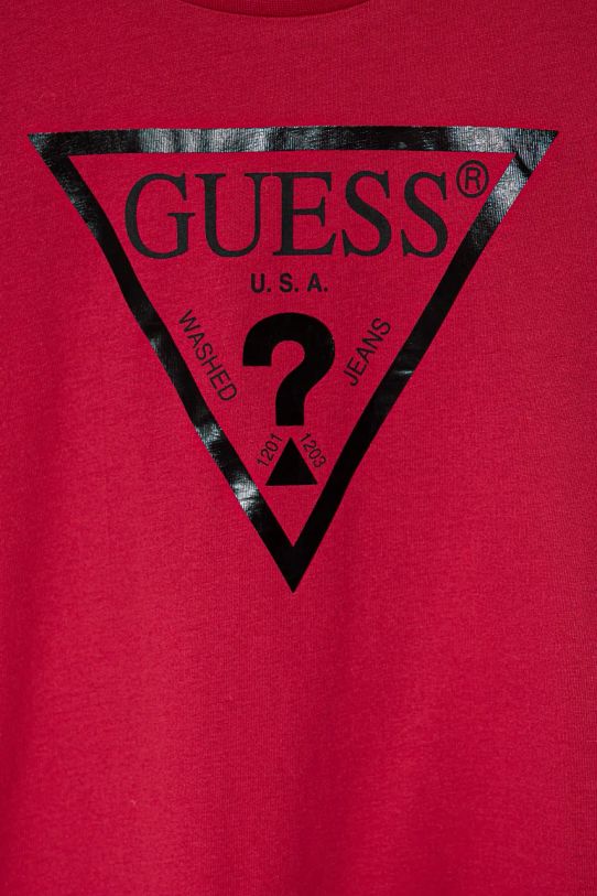 Dziewczynka Guess t-shirt bawełniany dziecięcy J73I56.K8HM0.9BYH bordowy