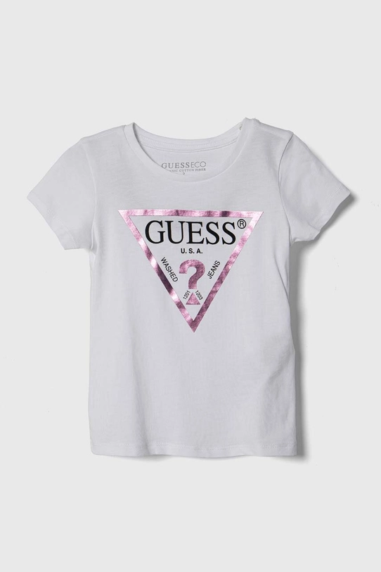 Guess t-shirt bawełniany dziecięcy nadruk biały K73I56.K8HM0.9BYH