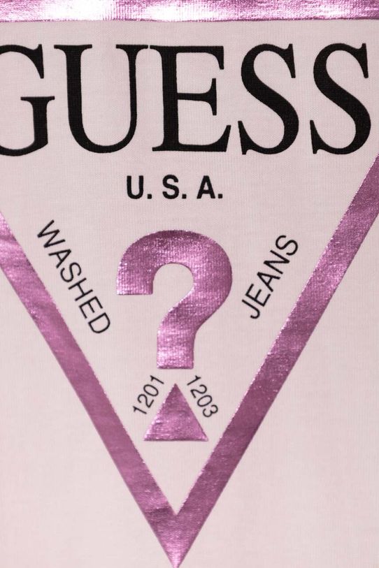 Dziewczynka Guess t-shirt bawełniany dziecięcy K73I56.K8HM0.9BYH różowy