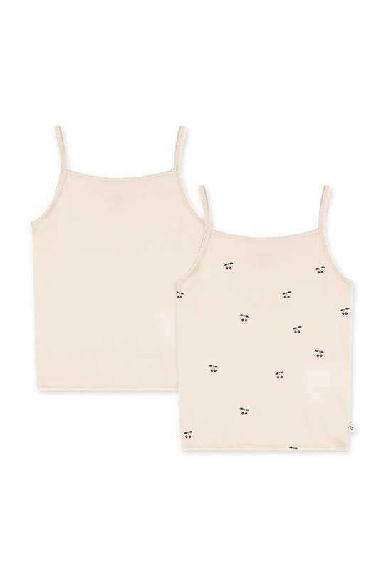 Konges Sløjd top detský s bavlnou BASIC 2 PACK STRAP TOPS GOTS 2-pak béžová KS105636.PPY2