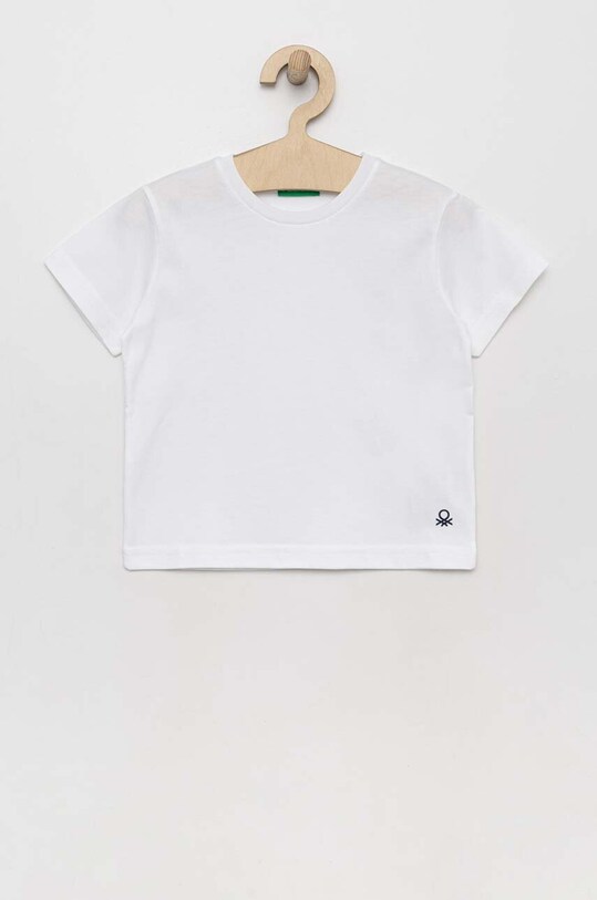United Colors of Benetton tricou de bumbac pentru copii uni alb 3I1XG106Z.P.NOS