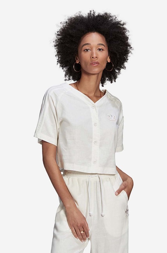 adidas Originals t-shirt lniany Baseball Tee crop top czarny HB9538