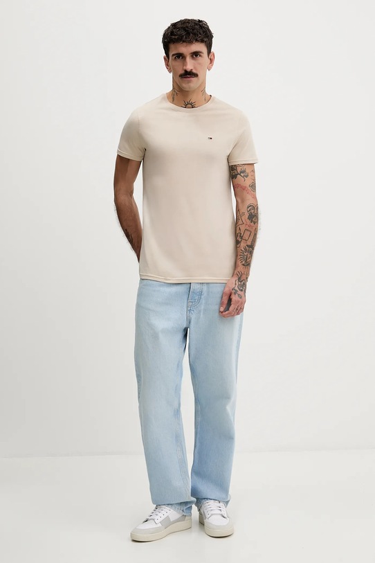Tommy Jeans t-shirt bawełniany DM0DM04411 beżowy NC00