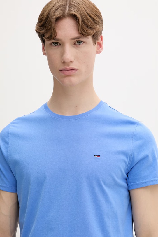 Tommy Jeans t-shirt męski bawełniany niebieski DM0DM04411