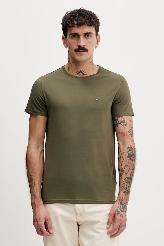 Tommy Jeans t-shirt bawełniany zielony DM0DM04411