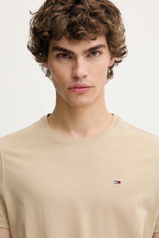 Odzież Tommy Jeans t-shirt bawełniany DM0DM04411 beżowy