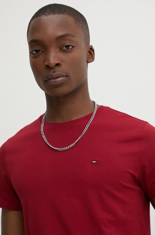 Tommy Jeans tricou din bumbac burgundia DM0DM04411