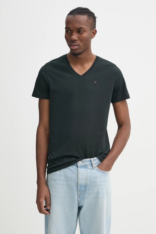 Tommy Jeans tricou regular negru DM0DM04410