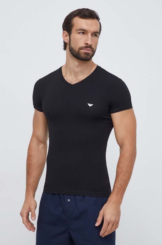 Emporio Armani - T-shirt 110810.CC729 z elastanem czarny 110810.CC729