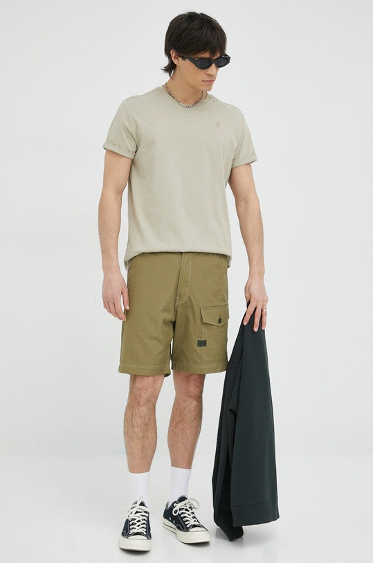 G-Star t-shirt bawełniany Lash D16396.B353 beżowy AA00