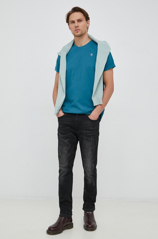 G-Star t-shirt bawełniany D16396.B353 turkusowy AA00