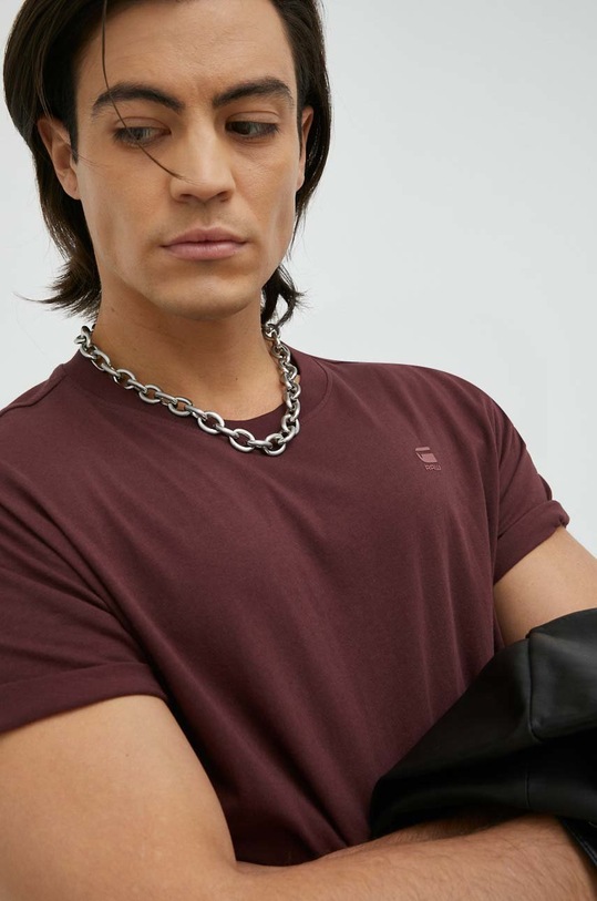G-Star pamut póló burgundia D16396.B353