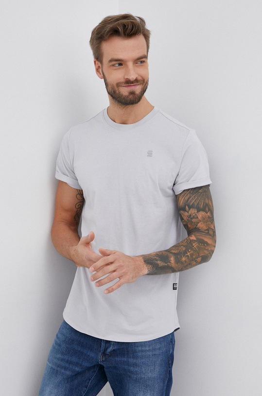 Bavlnené tričko G-Star jednofarebný sivá D16396.B353