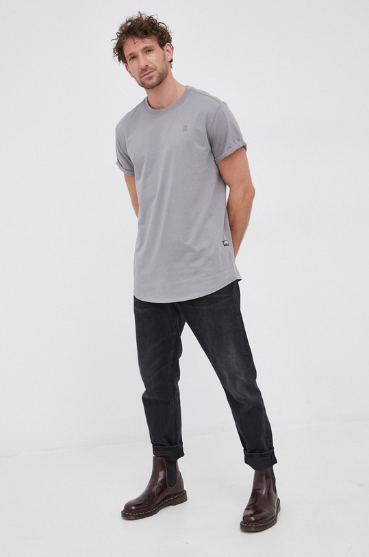 Bavlněné tričko G-Star Lash hladký šedá D16396.B353