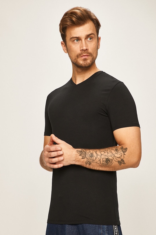 Selected Homme - Tricou uni negru 16073458