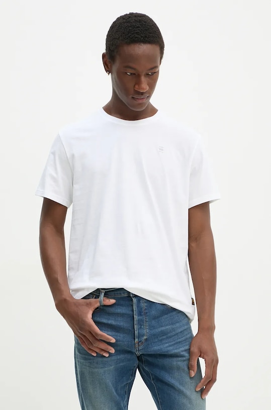 G-Star tricou din bumbac uni alb D16411.336