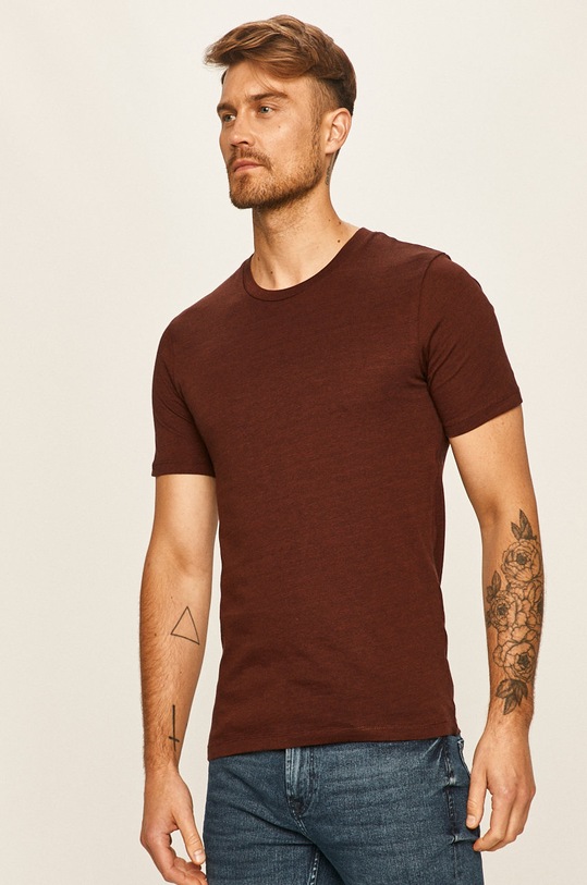 Selected Homme - T-shirt bawełna bordowy 16057143