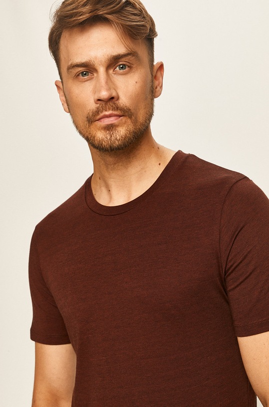 Selected Homme - T-shirt bordowy 16057143