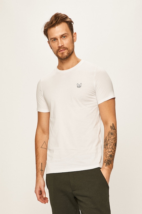 Jack & Jones - Pánske tričko jednofarebný biela 12164931