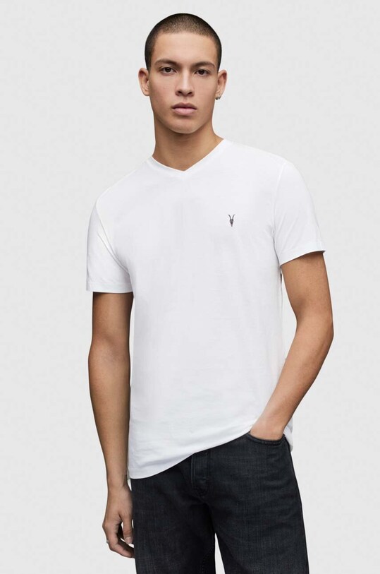 AllSaints – T-shirt TONIC V-NECK bawełna biały MD001M