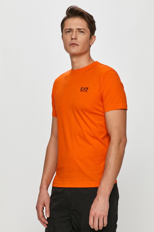 Bavlnené tričko EA7 Emporio Armani jednofarebný oranžová 8NPT51.PJM9Z