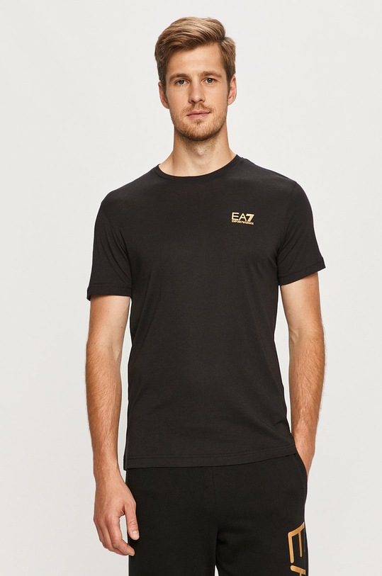 Bavlněné tričko EA7 Emporio Armani hladký černá 8NPT51.PJM9Z
