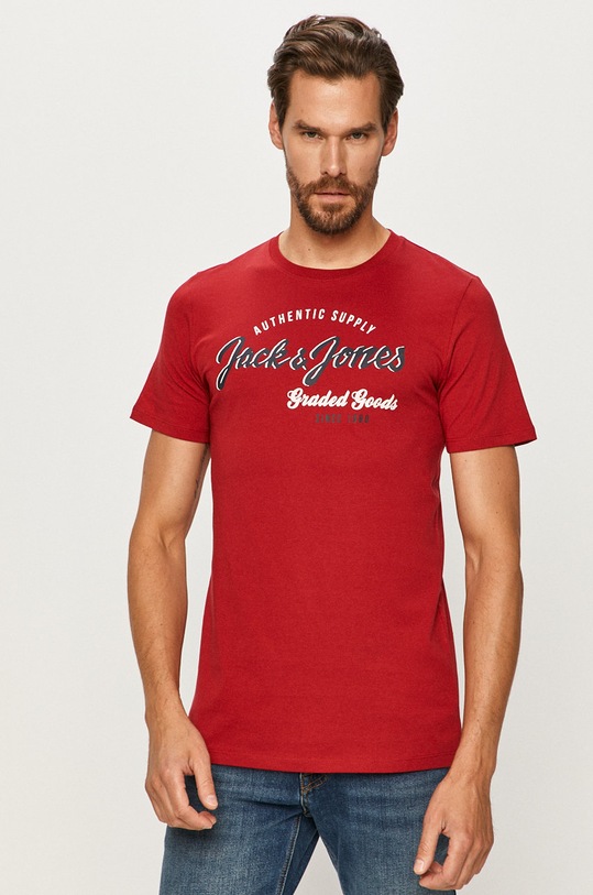 Jack & Jones - T-shirt nadruk czerwony 12164848