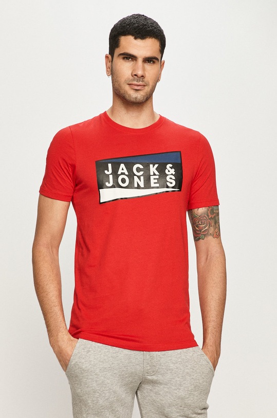 Jack & Jones - T-shirt nadruk czerwony 12172246