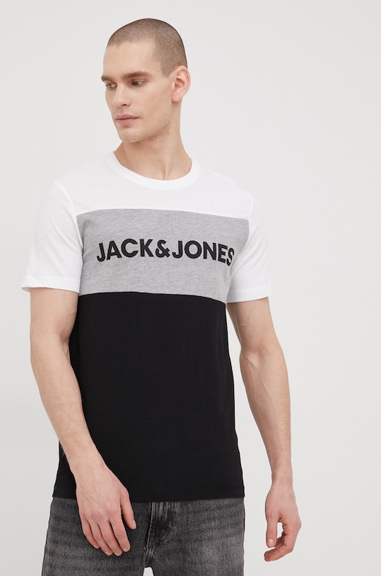 Bavlněné tričko Jack & Jones potisk bílá 12173968