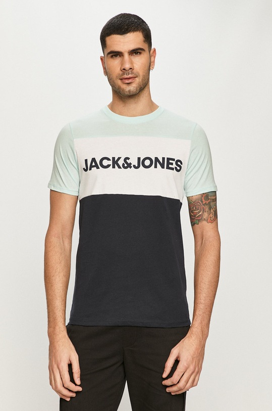 Jack & Jones - T-shirt nadruk turkusowy 12173968