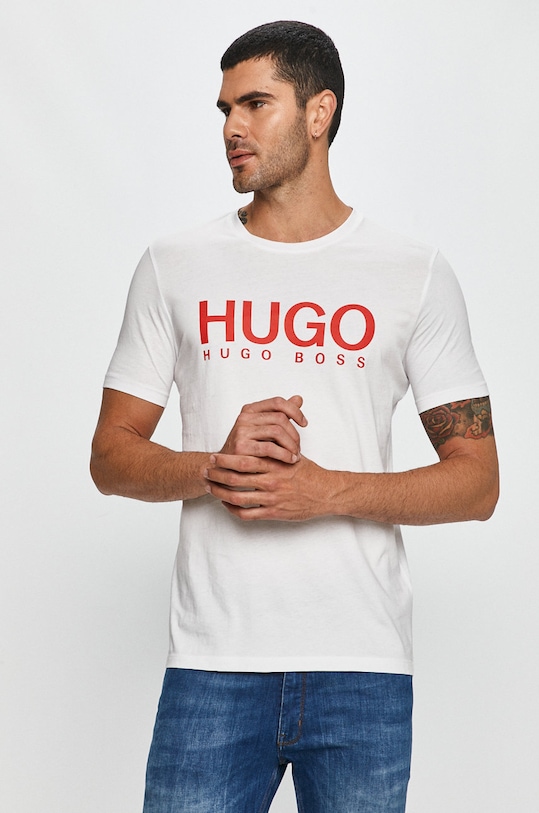 HUGO t-shirt 50387414.NOS nadruk biały 50387414.NOS