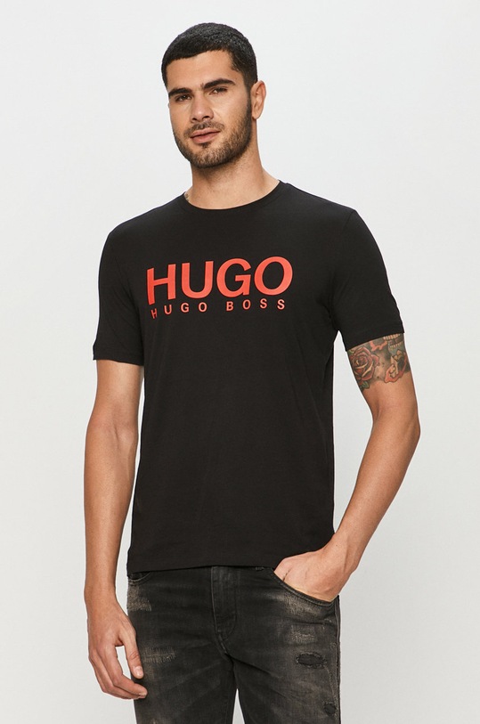 HUGO t-shirt 50387414.NOS nadruk czarny 50387414.NOS