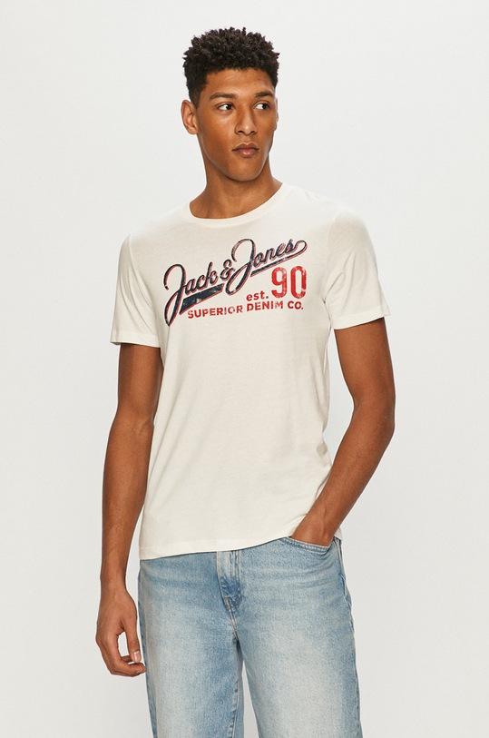 Jack & Jones - T-shirt nadruk biały 12180867