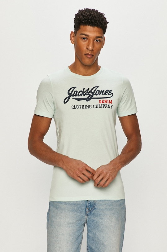 Jack & Jones - T-shirt nadruk turkusowy 12180867