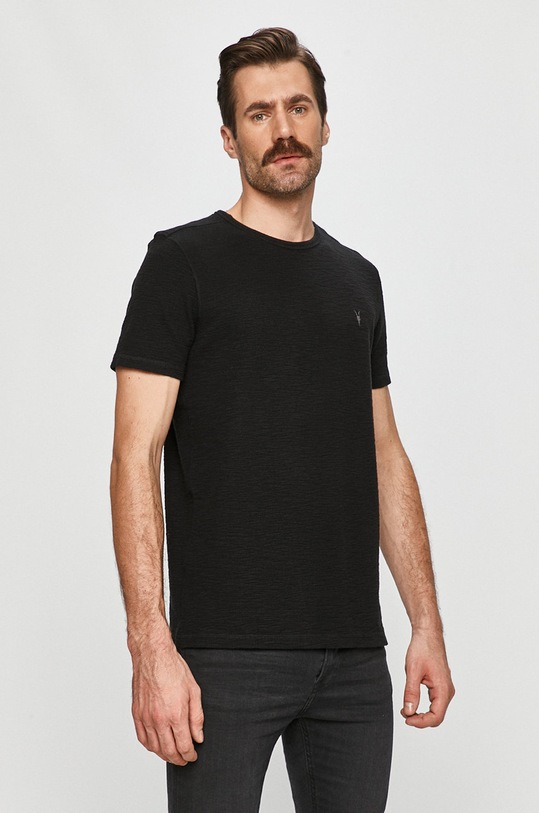 AllSaints - T-shirt elasztánnal fekete MD020R