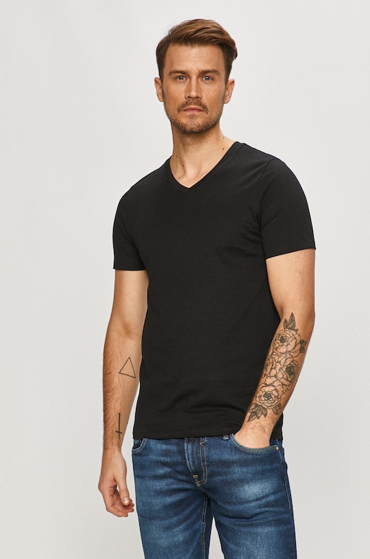 Jack & Jones - T-shirt (2-pack) bawełna czarny 12133914