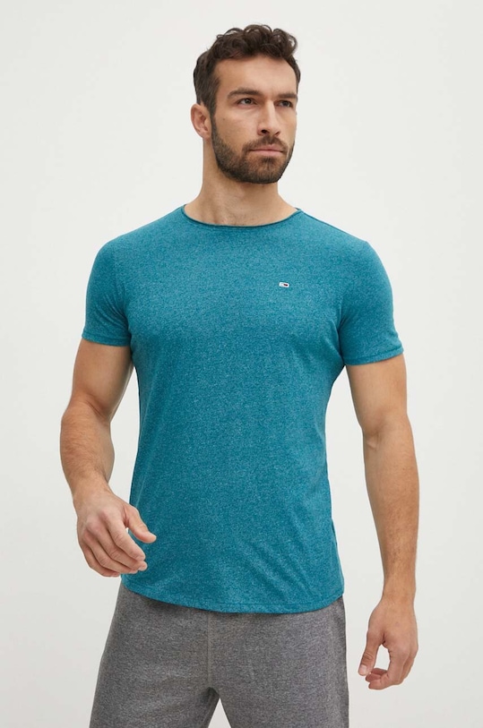 Tommy Jeans t-shirt regular turkusowy DM0DM09586