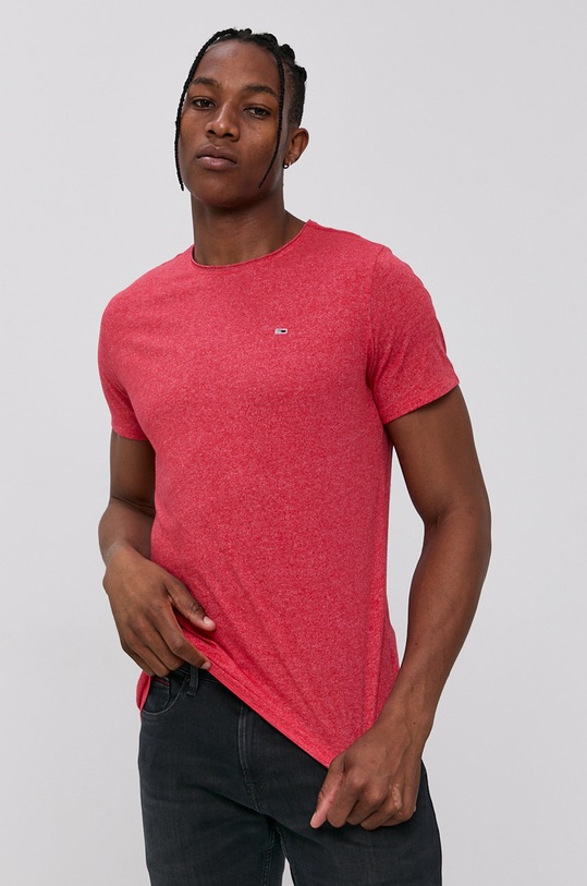 Tričko Tommy Jeans jednofarebný červená DM0DM09586
