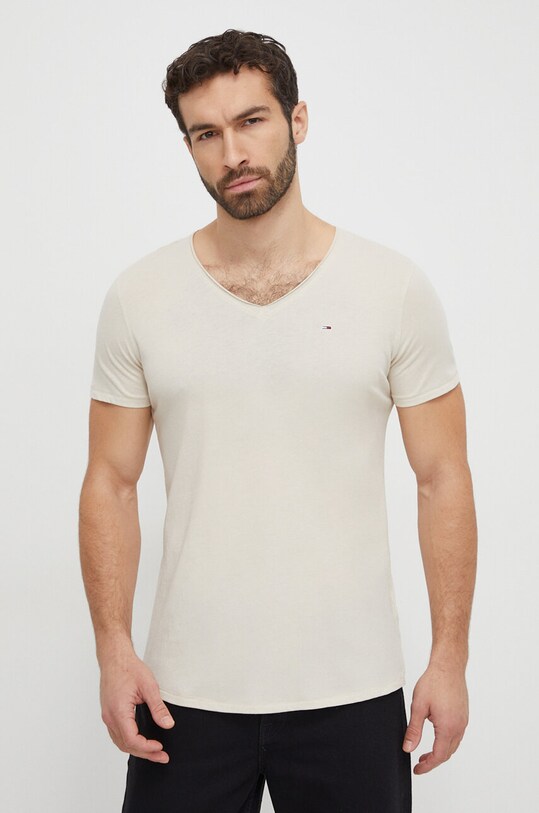Ρούχα Μπλουζάκι Tommy Jeans DM0DM09587 μπεζ